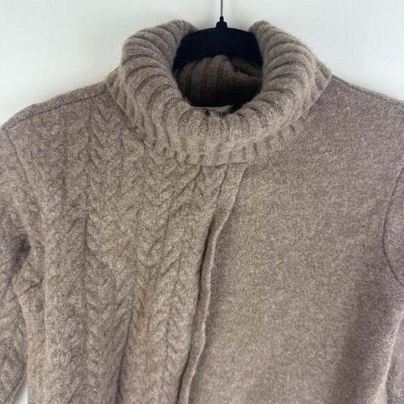 Eudon Choi Womens Mixed Knit Layered Hem 100% Wool Tan Turtleneck Sweater Small - Picture 3 of 10